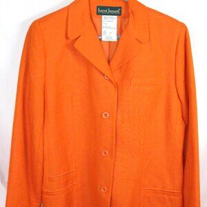 harve' Bernard by Bernard Holtzman Linen blend Orange Blazer Sz 8 Vintage NWT